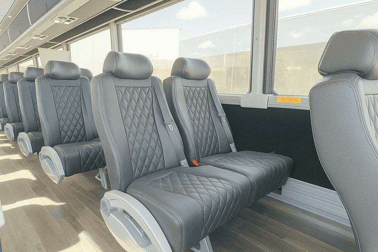 interior of Coach Bus Dallas charter bus